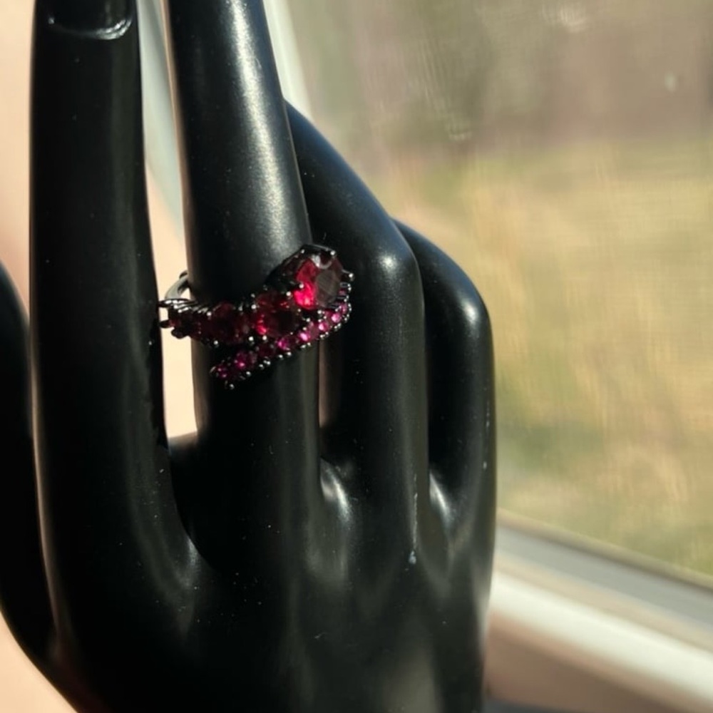 Hematite Finish Swarovski Elements Ruby Wine Red … - image 5